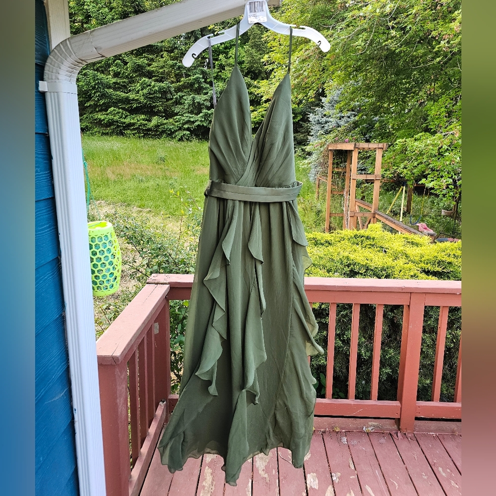 Vera Wang Olive Backless Dress